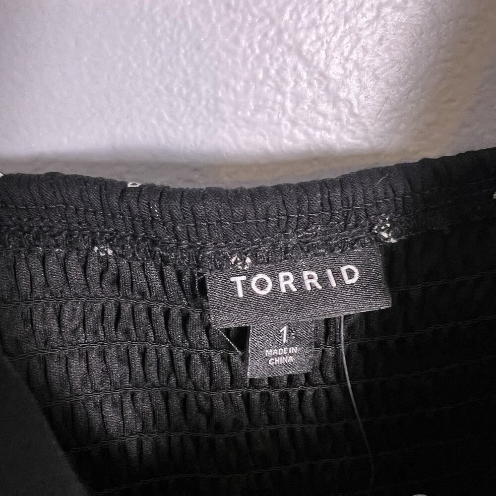 NWT Torrid Tie Front Culotte Jumpsuit black geometric print Pocket Plus Sz 1X - Picture 11 of 16